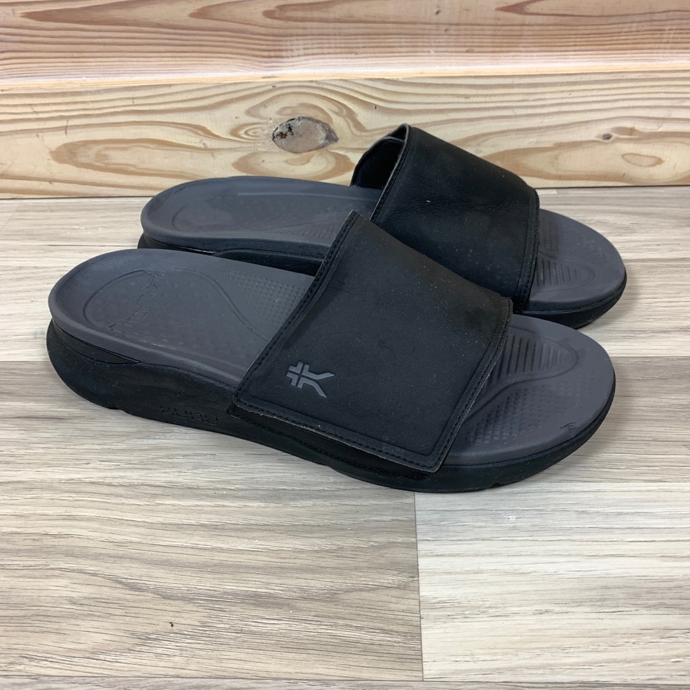 Kuru Slides Men 13 Black Gray Beach Walking Outdoor Slip On Sandals Ortho Beach